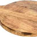 Wooden Round Chopping Board with Handle & Hanging Rope | 12-Inch Pizza Serving Tray | Rustic Wooden Cutting Board & Party Serving Platter (Design1)