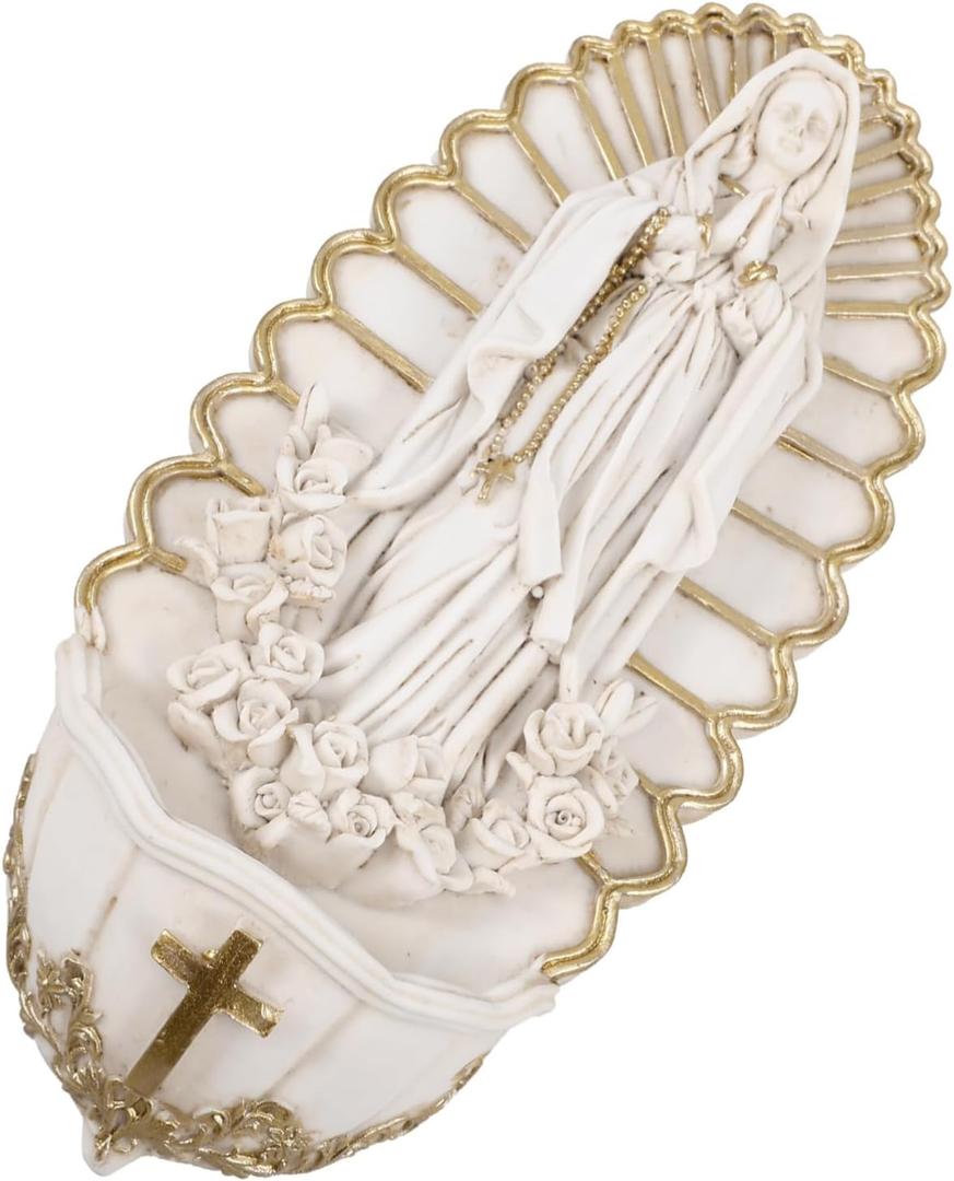 Yardenfun Holy Pool Pendant Ceramic Holy Water Font Religious Medal Gifts Holy Water Storage Font Church Wall Hanging Decor Holy Water Font for Church Living Room Holy Water Font Decor