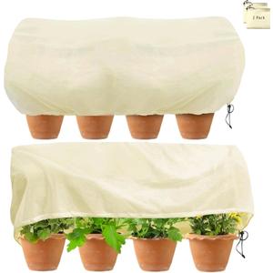 Plant Frost Cover, Rectangular Planter Plant Winter Frost Blanket with Drawstring, Garden Netting for Garden Protection, Raised Beds in Winter Bark 2 Pcs(59 * 15.7 * 17.7 INCH)