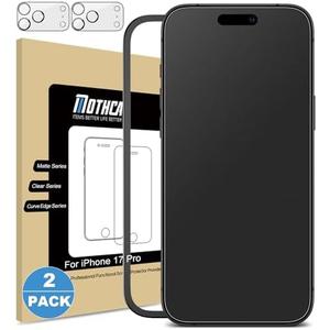 Mothca 2 Pack Matte Glass Screen Protector for iPhone 17 Pro [6.3 inch] + 2 Pack Camera Lens Protector, Anti-Glare & Anti-Fingerprint (Not Privacy) Tempered Glass, Bubble Free, Smooth as Silk