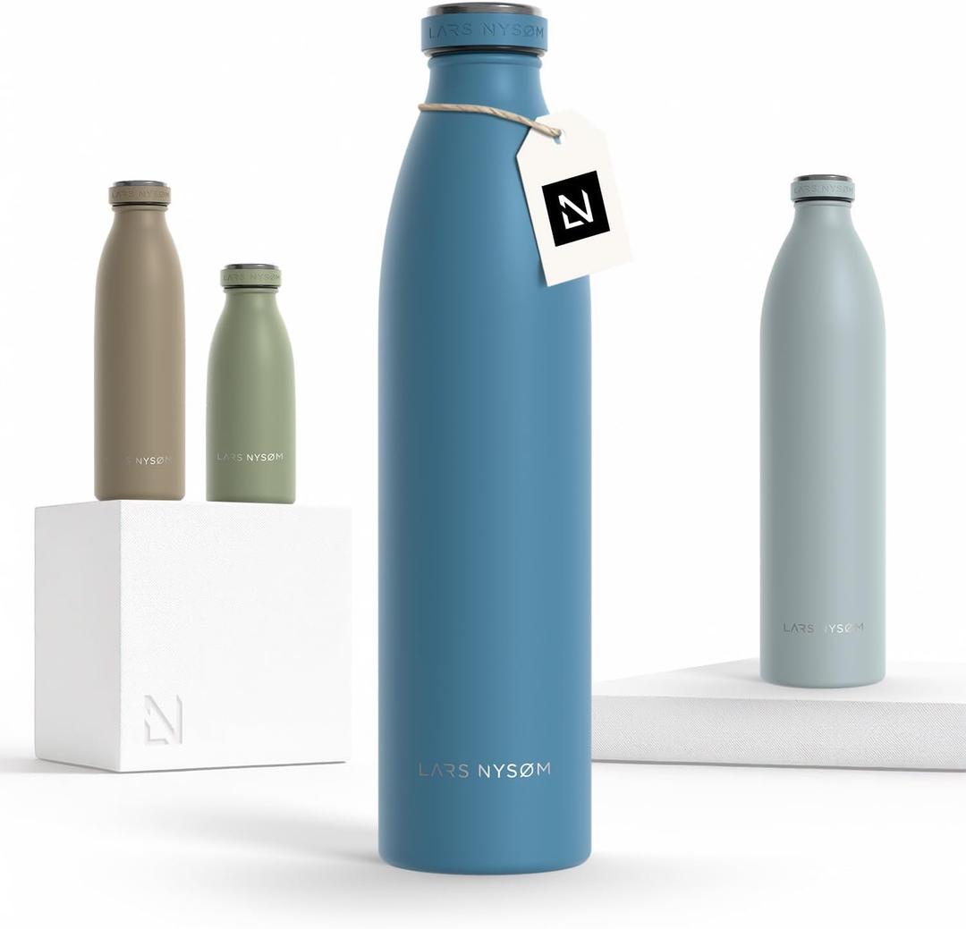 LARS NYSØM Stainless Steel Insulated Water Bottle 34oz | 1000ml BPA-free Insulated Thermo Flask for Hot and Cold Beverages | Leakproof Drinking Bottle