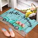Spring Door Mat 30 X 17 Inch - Floral Truck Hello Spring Doormat Indoor Outdoor Entrance Patio Floor Mat Non Slip Durable Spring Decor Rubber Mats 
