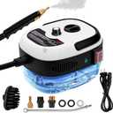 Steam Cleaner, 2500W High Handheld Steam Cleaner, 1L Portable Car Steam Cleaner, 6 High Speeds Pressure Temperature Steam Cleaning Machine with 3 Brush Heads for Kitchen Home Car CleaningWhite