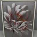 SYGALLERIER Abstract Silver Metal Wall Arts Hand Crafted 3D Floral Aluminum Artwork Modern Sculpture Contemporary Metallic Pictures Framed for Living Room Bedroom Bathroom Decor, 16"L x 12"W