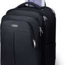 Rolling Backpack for Adults,17 Inch Waterproof Underseat Carry On Luggage, Wheeled Carry-on Luggage, Travel Backpack for Men Women Trolley Laptop Black Medium