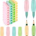 32Pcs Pencil Finger Grips for Kids Handwriting, Ergonomic Silicone Pencil Grippers, Writing Tool with Finger Cushion, 4 Colors Gel Pen Grips with 3 Concaves for Kids, and Toddlers