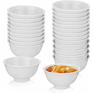MAQUITA 24 Pieces Bowls Set Unbreakable White Dessert Soup Salad Bowls for Pasta Cereal Soup Dishwasher Safe