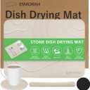 Esmorah Stone Dish Drying Mat for Kitchen Counter with Absorbent Stone Coaster- Quick Drying Diatomaceous Earth Sink Tray, All Natural, Super Absorbent, Heat Resistant, Non-Slip, 16x12 Inch - Beige