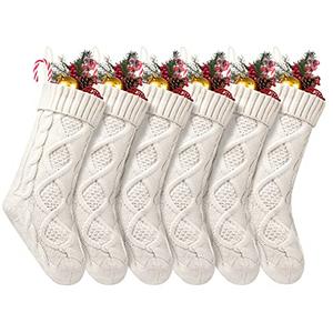 Fesciory Christmas Stockings, 6 Pack 18" Large Knit Stocking & Decor for Family Holiday Xmas Party Gift, Ivory White