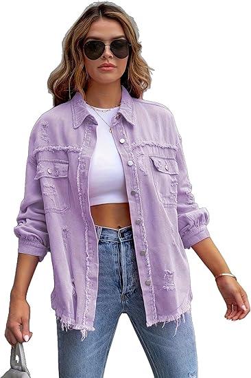 HipGlamp Women's Jean Jacket Classic Basic Button Down Long Sleeves Casual with Pockets, Size S
