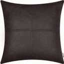 BRAWARM Dark Brown Leather Throw Pillow 18 X 18 Inches, Faux Leather Pillow Cover with Piping, Hand Stitched Leather Decorative Throw Pillow Covers for Couch Sofa Bed Living Room Garden