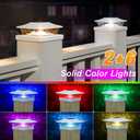 APONUO Solar Post Cap Lights with 8 RGB Solid Colors & Multicolor Flow - 16 Pack Fence Post Solar Lights, IP65 Waterproof - Fits 4x4 5x5 6x6 Wood & Vinyl Posts - White