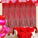 3 x Red Backdrop Party Decorations - 3 Pack of 3.2x8.2ft Foil Fringe Curtains Streamers Backdrop for Valentines Day Decorations,Birthday,Christmas