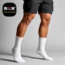 SOX TOWN Unisex Cushioned Crew Training Athletic Socks Men & Women with Combed Cotton Moisture Wicking Breathable Performance (White) M