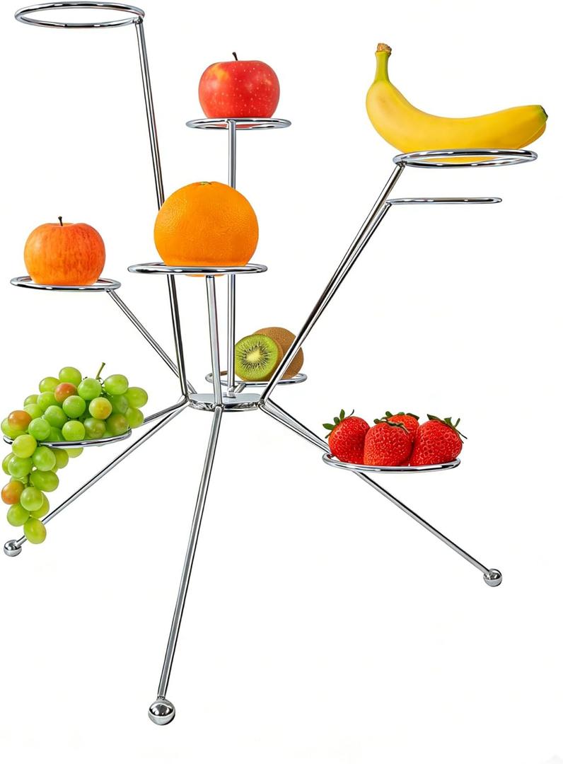 Exploded Fruit Bowl: Exploding Fruit Bowl Stand, Fireworks On the Dinner Table, Stainless Steel Aesthetic 360 Display Rack, Creative Centerpiece For Home Kitchen Counter & Dining Table Decor(Silver)