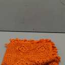 Orange Plaid Embroidered Tablecloth with Tassels Boho Handmade Crochet Square Table Cloth Lace Kitchen Dinning Table Desk Cover for Wedding Party Decor, 55"x55"
