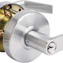 Master Lock Keyed Entry Door Lock, Brushed Chrome Finish Commercial Door Handle, Interior or Exterior Lever Style Locking Door Handle, SLCHKE26D