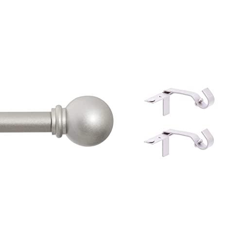 Kenney Chelsea Curtain Rod (48-86") and Fast Fit Curtain Rod Brackets, Brushed Nickel