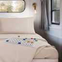 Hearth & Harbor Short Queen Sheets for RV, Beige Cream RV Queen Sheets, Silky Soft 1800 Microfiber Bed Sheet for Camper, 4 Piece RV Bedding with Pillowcases