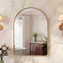 OLIXIS 36x24 Inch Arched Bathroom Wall Mirror, Rounded Rectangle, Gold