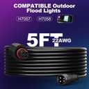 5FT Outdoor Flood Lights Extension Cord，4Pin Waterproof Connector，Extend Your for Go-vee Outdoor Flood Lights 2 H7058 H7057 (5 FT)