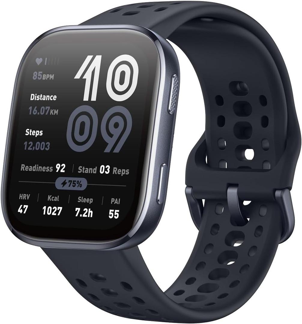 Amazfit Bip 6 Smart Watch 46mm, 14 Day Battery, 1.97" AMOLED Display, GPS & Free Maps, AI, Bluetooth Call & Text, Health, Fitness & Sleep Tracker, 140+ Workout Modes, 5 ATM Water-Resistance, Black