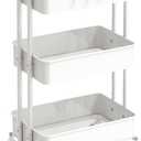 Simple Houseware 3-Tier Heavy Duty Metal Utility Rolling Cart, White