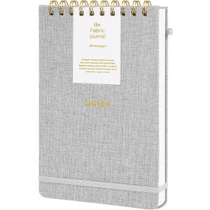 A5 Top Spiral Notebook Hardcover Journal 160 Pages 100 GSM Thick Paper With Elastic Band & Pen Holder Steno Pads College Ruled Writing Notebooks for Work School Travel Gray