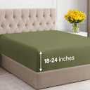 Extra Deep Twin XL Fitted Sheet - Hotel Luxury Single Fitted Sheet Only - Easily Fits 18 inch to 24 inch Mattress - Ultra Soft, Wrinkle Free with Extra Deep Pockets - Breathable & Comfy - Sage Green