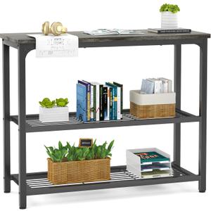 Ecoprsio Small Console Table, Sofa Table with Double Mesh Shelves, Modern Entryway Table for Entryway, Hallway, Foyer, Front Hall, Sofa Couch, Living Room, Bar, Kitchen, 32 Inch, Grey