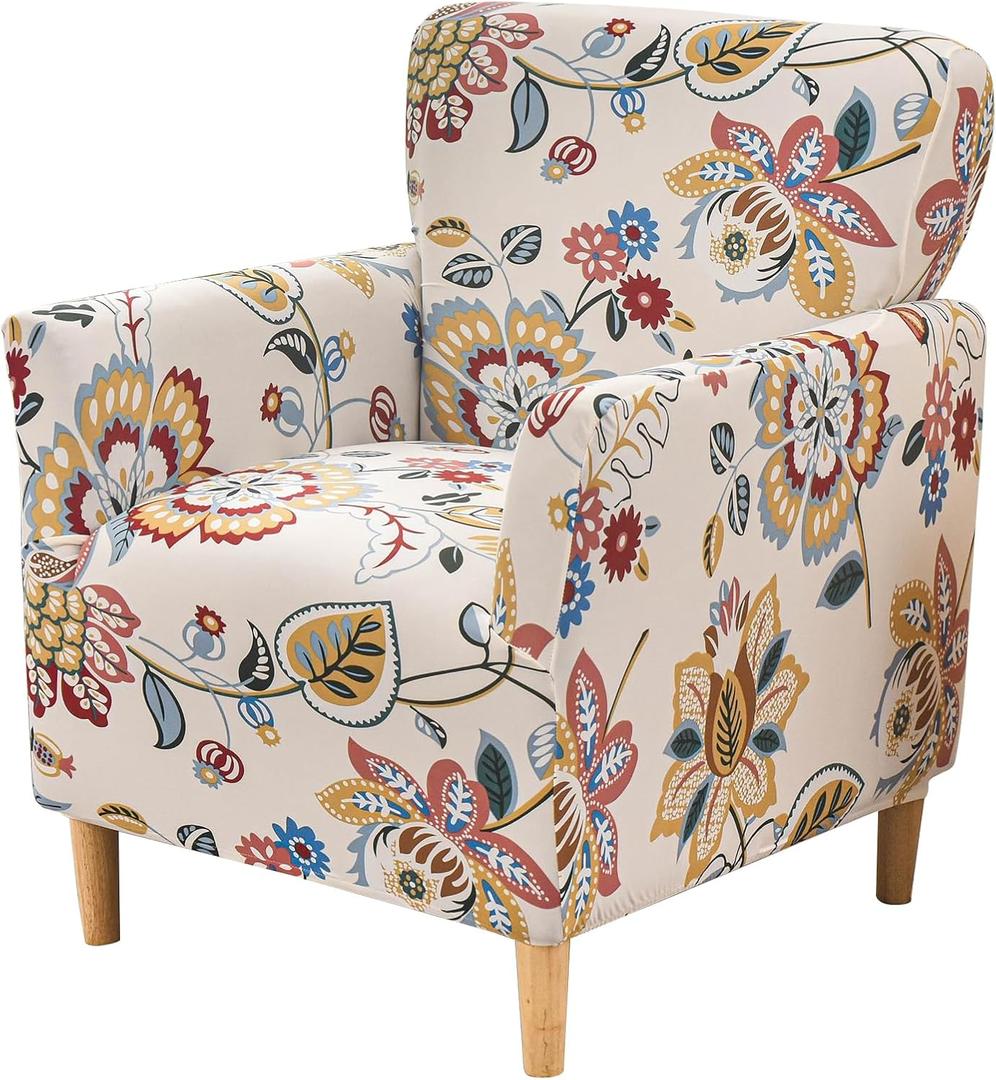 FUANGUI Banquet Armchair Slipcover Printed Chair Covers with Arms Stretch Club Chair Slipcover Soft Armchair Sofa Covers Anti-Slip Furniture Protector for Dogs Pets Home Living Room Decor (1PCS, 39)