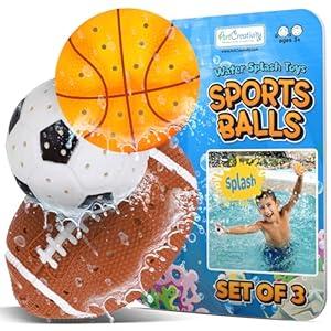 ArtCreativity Sports Balls Water Splash Toys - Set of 3 - Spongy Bath Toys for Kids - 3 Different Athletic Ball Designs Include Football, Basketball, Soccer Ball - Bathtub Toys & Kids Pool Accessories ArtCreativity Sports Balls Water Splash Toys - Set of 3 - Spongy Bath Toys for Kids - 3 Different Athletic Ball Designs Include Football, Basketball, Soccer Ball - Bathtub Toys & Kids Pool Accessories