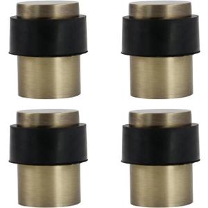 KHTUMEWARE 4 Pack 1-1/2 in Floor Door Stopper,Antique Bronze Brushed Door Stop,Wall Protector Commercial Door Bumper Wedge Decorative Cylindrical Install Door stoppers on The Floor