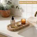 Bathroom Vanity Tray, Natural Marble Oval Tray 10 inch, Emperador Light Marble Vanity Tray for Soap Dispenser Modern Countertop Organizer for Kitchen Countertops, Home Decor