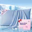 Instant Chill Cooling Pillowcase for Hot Sleepers, 2% HA Infused Pillowcase Hydrates Skin & Hair, Reduces Wrinkles & Frizz, Softer Than Silk Pillow Cases, Pillow Covers King (Haze Blue, 1 Pack)
