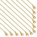 GTVOODX 12 Pcs Gold Plated Chain Bulk 18 Inches Thin Snake Stainless Steel Necklace Chains for Women Jewelry Making