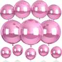 Biapian 12Pcs Light Pink Round Balloons Foil, 22" 18" 15" 10" 4D Sphere Shaped Ball Balloon, Large Metallic Pink Balloons for Wedding Prom Bridal Baby Shower Birthday Party Decorations Backdrop