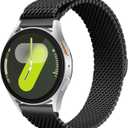Milanese Metal Bands for Samsung Galaxy Watch 7 6 5 4 Band 40mm 44mm/Watch 6 4 Classic Bands 46mm 42mm 47mm 43mm/5 Pro/3 41mm/FE/Active 2 Men/Women,20mm Stainless Steel Mesh Loop Magnetic Strap Correa (01-Black)