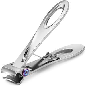 MR.GREEN Nail Clippers Wide Jaw Opening Stainless Steel Fingernail Clipper Thick Hard Toenail Cutter Manicure Scissors Tools (Nail Clipper (Large))
