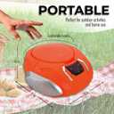 Portable CD Player Boombox with AM/FM Radio + Built in Speakers + Aux Input to Phone/Headphones/Any Audio - CD Players for Home Using AC Adapter or C Batteries (Orange)