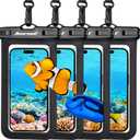 Hiearcool Waterproof Pouch for iPhone, Waterproof Phone Bag Travel Essentials Cruise Accessories Must Haves-4Pack Black