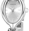 JIANDUN Vintage Women's Oval Bracelet Watch, Waterproof Stainless Steel Band with Adjustment Tool, Retro Ladies Quartz Wristwatch, Perfect for Daily Wear and Special Occasions