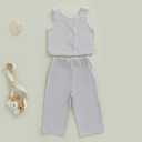 Douhoow Toddler Baby Girl Outfits Sleeveless Round Neck Baby Tank Tops Pants Boys Girls Summer Clothes (Gray)