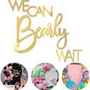 Wokceer We Can Bearly Wait Sign for Backdrop 15.7 Inch Gold Baby Party Sign for Boy Girl Baby Shower Gender Reveal Theme 1st Birthday Photography Background Decor