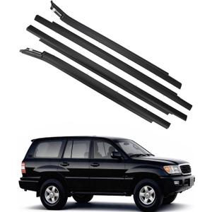 Window Molding Trim Seal Belt Compatible with Toyota Sequoia 2001-2007, 4-Piece Exterior Weatherstrip Set Front Rear Left Right Replaces 75710-0C010 75720-0C010 Black