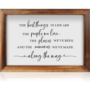 CHDITB The Best Things In Life Framed Wood Sign Plaque(16"11"), Wooden Wall Table Sign with Scripture Bible Verse Quotes, Vintage Family Sign Housewarming for Home Bedroom Farmhouse Guest Room