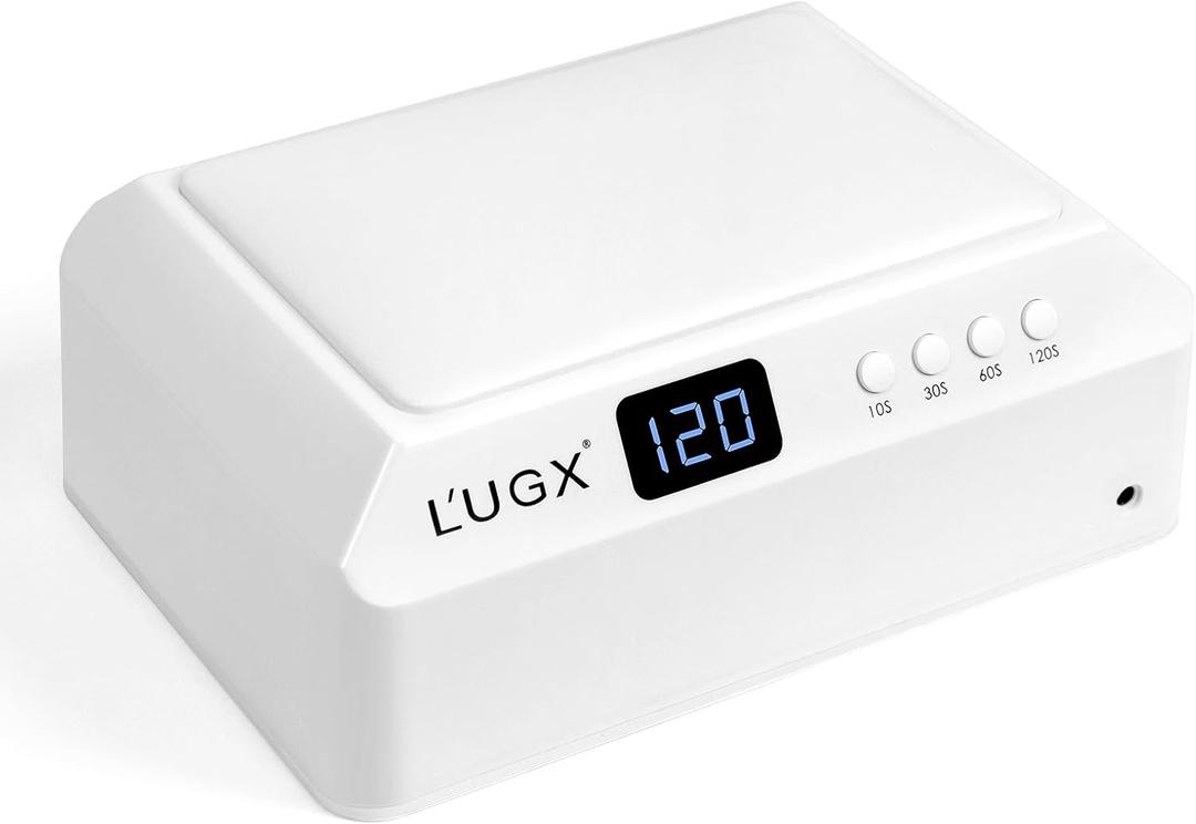 L'UGX Professional Nail Curing Lamp for Gel Polish Dryer 72W LED UV Nail Lights with Arm Rest Pillow & Retractable Tray,Perfect for Manicure & Pedicure at Salon & Home - Plug-in Nail Lamp (White)