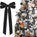 Black Velvet Ribbon Bows Valentines Tree Decorations 12Pcs, 5in * 8.6in Xmas Ornaments for Tree Home Party Front Door Wreath Holiday Decor