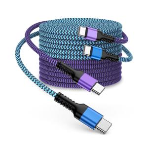 Apple iPhone 16 17 Charging Cord USB C, 2Pcs/6ft Nylon Braided USB C to C Cable Fast Charging, Type C Charger Cord for Apple iPhone 17 Pro/17e/16e/16Pro Max/15/15Pro/15 Plus, iPad Pro 13 11 Air '2024' 'Blue, Purple'