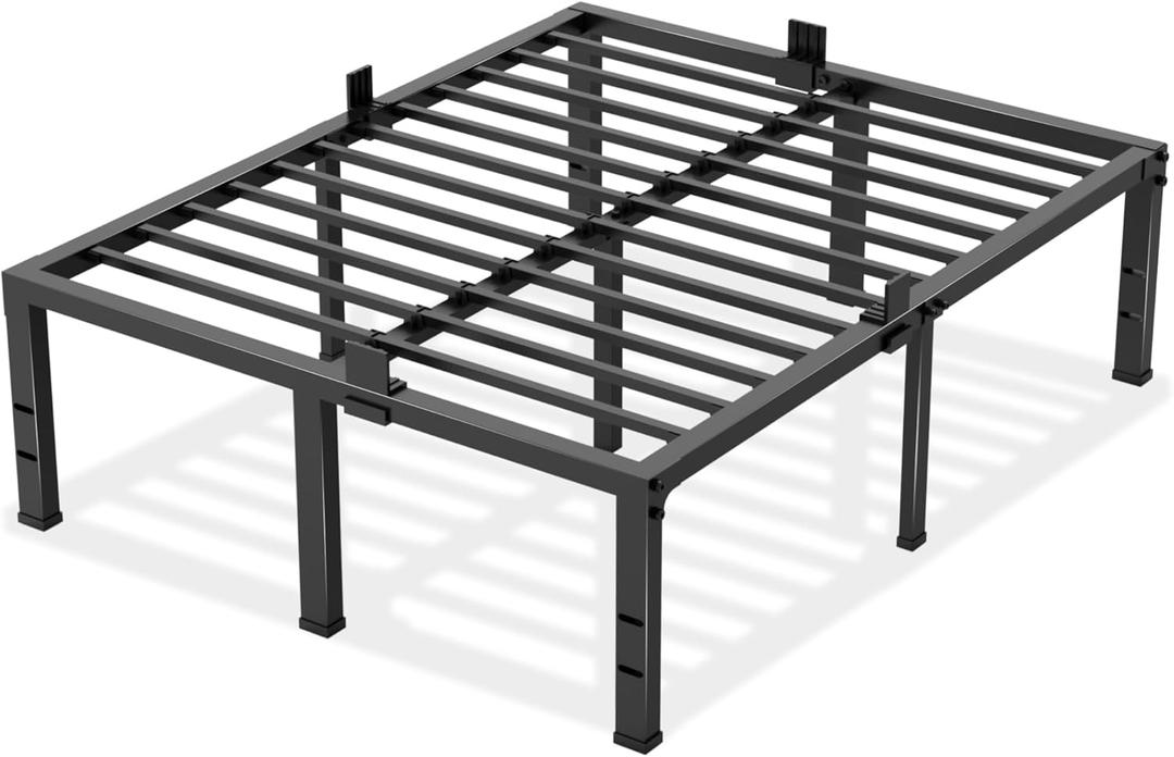 Queen Size Bed Frames 18 inch High 3500 lbs Heavy Duty Metal Platform, Mattress Foundation with Steel Slat Support/No Box Spring Needed/Noise Free/Non-Slip/Easy Assembly